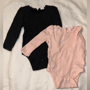 Baby Gap Ribbed Bodysuit with Lace Collar (set of 2)